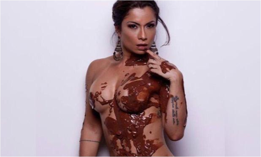 &#8220;Já usei no sexo&#8221;, dispara Dani Sperle ao posar nua coberta de chocolate; veja