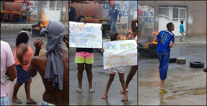 Moradores fazem protesto e fecham rua em Paripe