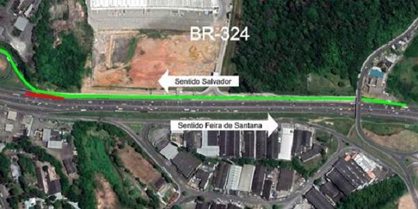 Tráfego será modificado em trecho da BR-324 a partir desta quinta; entenda