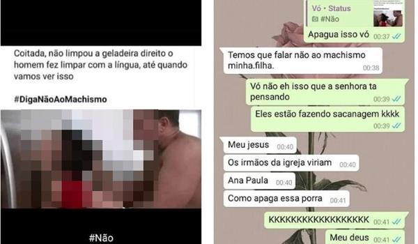 Idosa posta foto pornô com mensagem desconexa e "zap" com neta viraliza; "os irmãos da igreja viram"