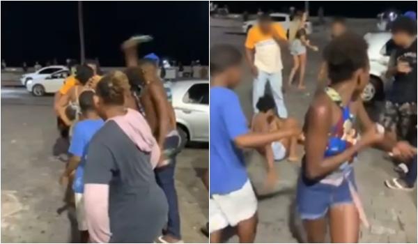 VÍDEO: mulher leva garrafada a poucos metros de delegacia em Itapuã