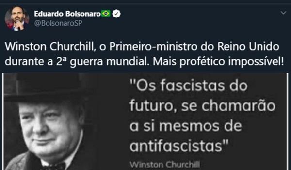 FAKE NEWS: Frase publicada por Eduardo e Flávio Bolsonaro não foi dita por Winston Churchill