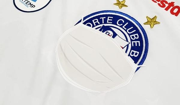 Bahia jogará Copa do Nordeste com máscara estampada no escudo da camisa