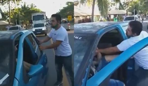 Motoristas de transporte clandestino trocam socos e chutes em Porto Seguro em briga por passageiros; assista