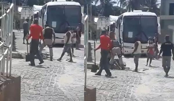 PM é flagrado em vídeo dando tapas no rosto de mulher ao separar briga por homem na Bahia 