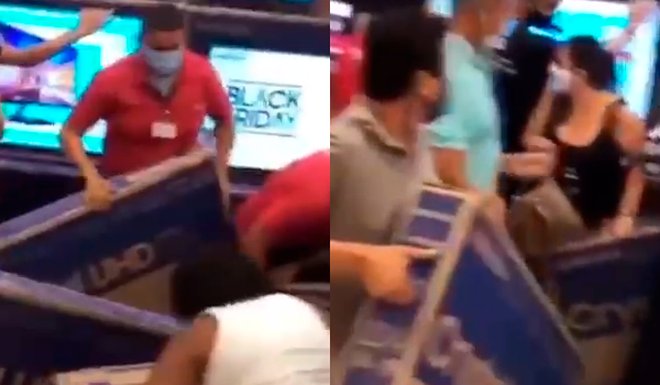 Vídeo: clientes causam aglomeração durante Black Friday antecipada em Salvador; "é briga por causa de televisão"