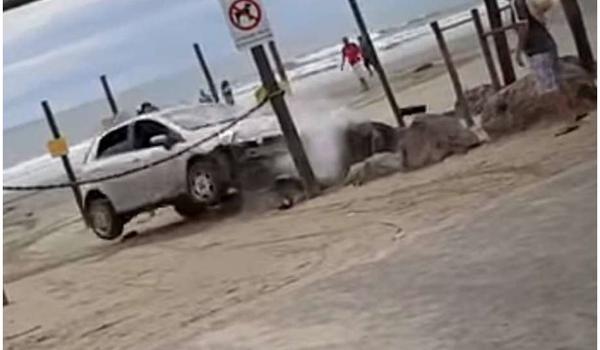 'Dia de Fúria': motorista invade praia de carro, é 'atacado' e tenta atropelamento; veja vídeo