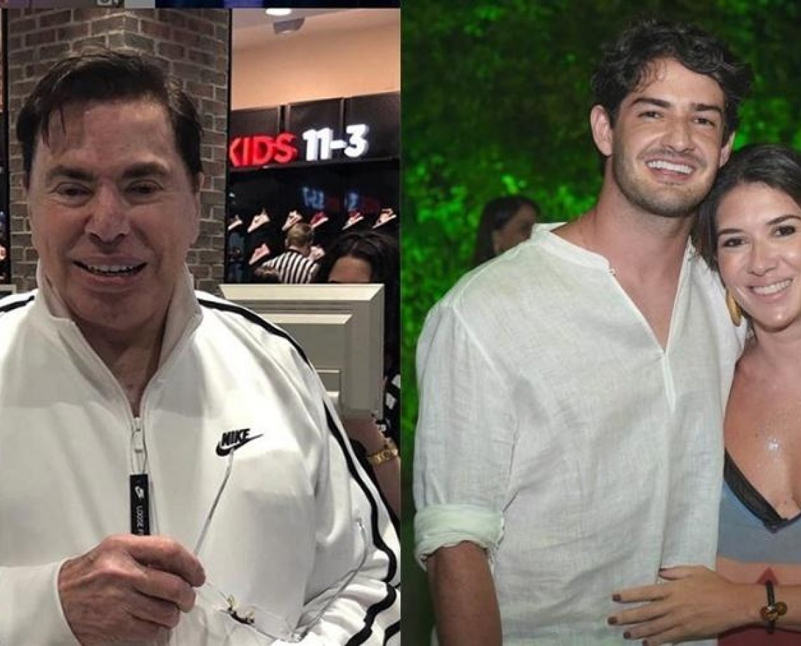 Silvio Santos brinca com o genro, o jogador Alexandre Pato, e cobra neto; "joga com uma bola, não com duas"