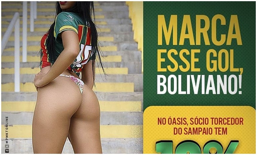 Propaganda de time da Copa do Nordeste com seminua dá polêmica nas redes sociais e Procon se manifesta