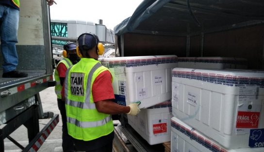 Carga com 600 mil doses de vacina contra a Covid-19 é desembarcada em Salvador