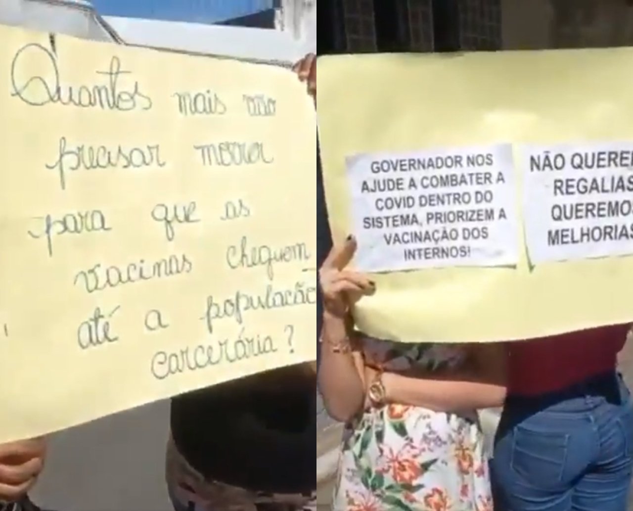 Familiares de detentos fazem manifestação em frente à Lemos de Brito pedindo vacina