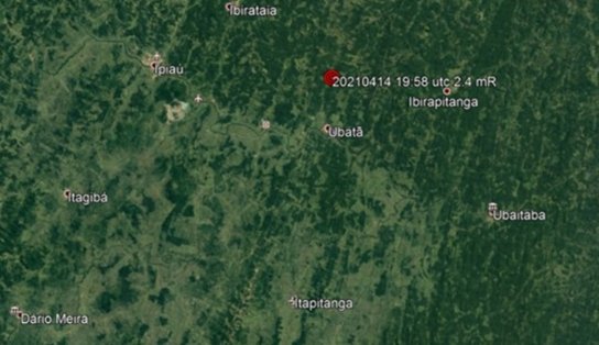 Tremor de terra de magnitude 2.4 é registrado na cidade baiana de Ipiaú