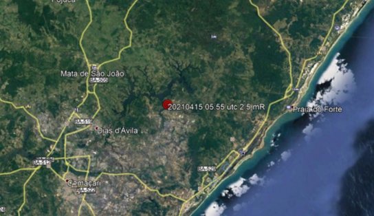 Tremor de terra é registrado em Dias D'Ávila, na Região Metropolitana de Salvador 