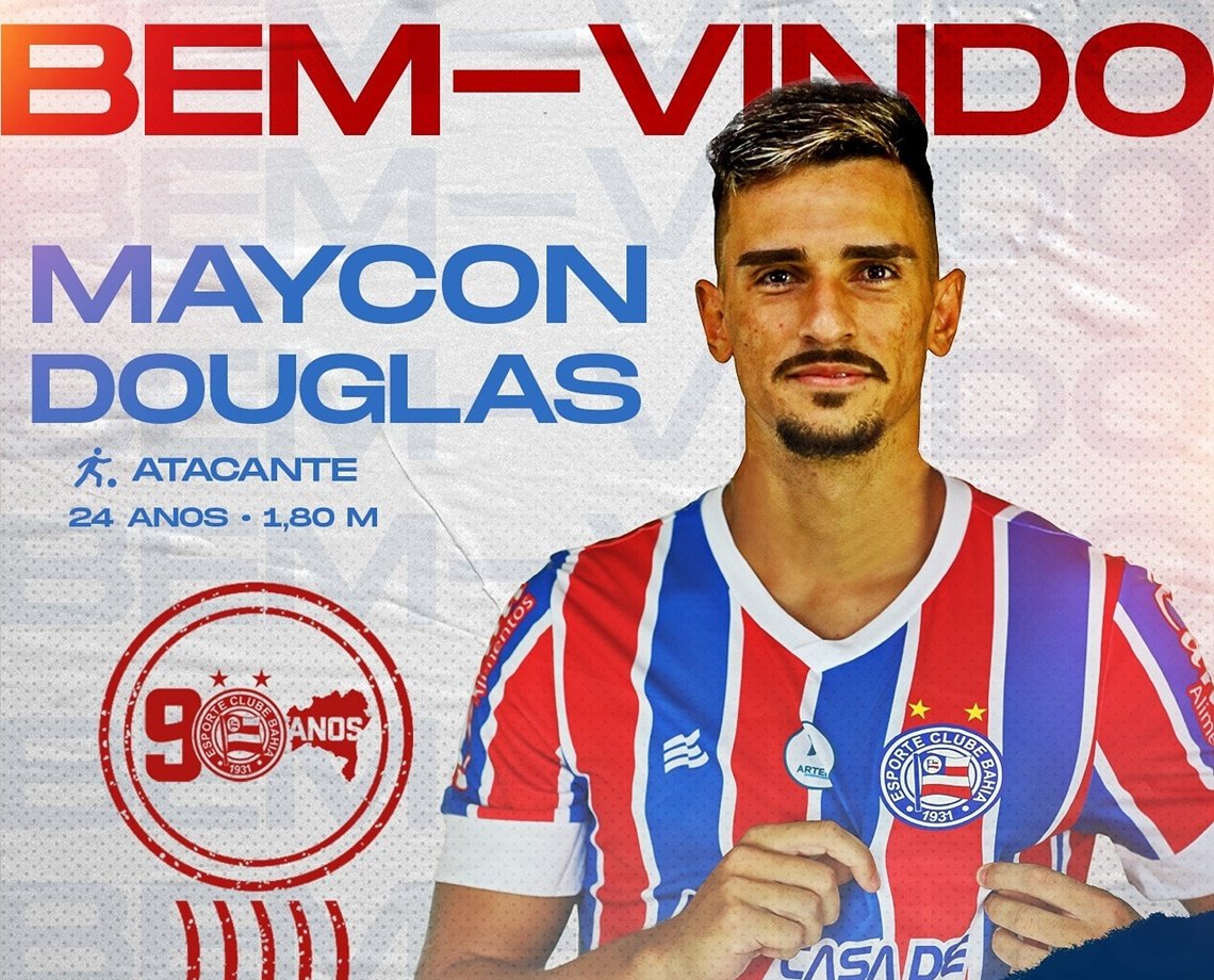 Bahia anuncia contratação do atacante Maycon Douglas para a temporada