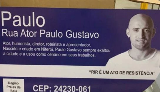 Ruas de Niterói ganham 46 placas em homenagem ao ator Paulo Gustavo