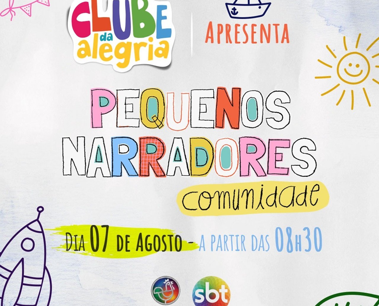 Não perca! Clube da Alegria apresenta neste sábado projeto 'pequenos narradores comunidade'