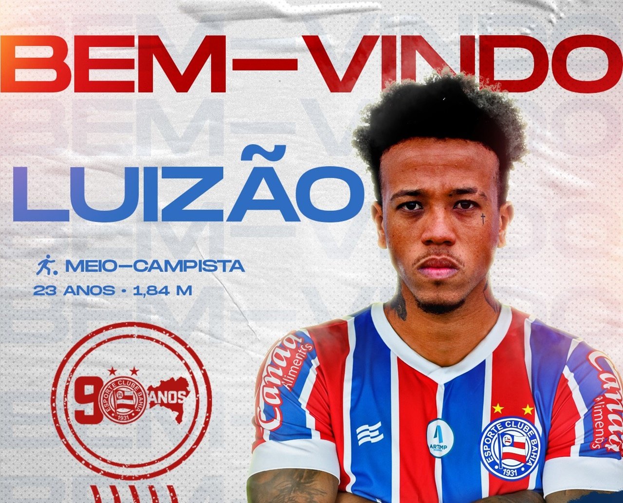 Reforço: diretoria do Bahia anuncia volante Luizão, que estava no futebol ucraniano