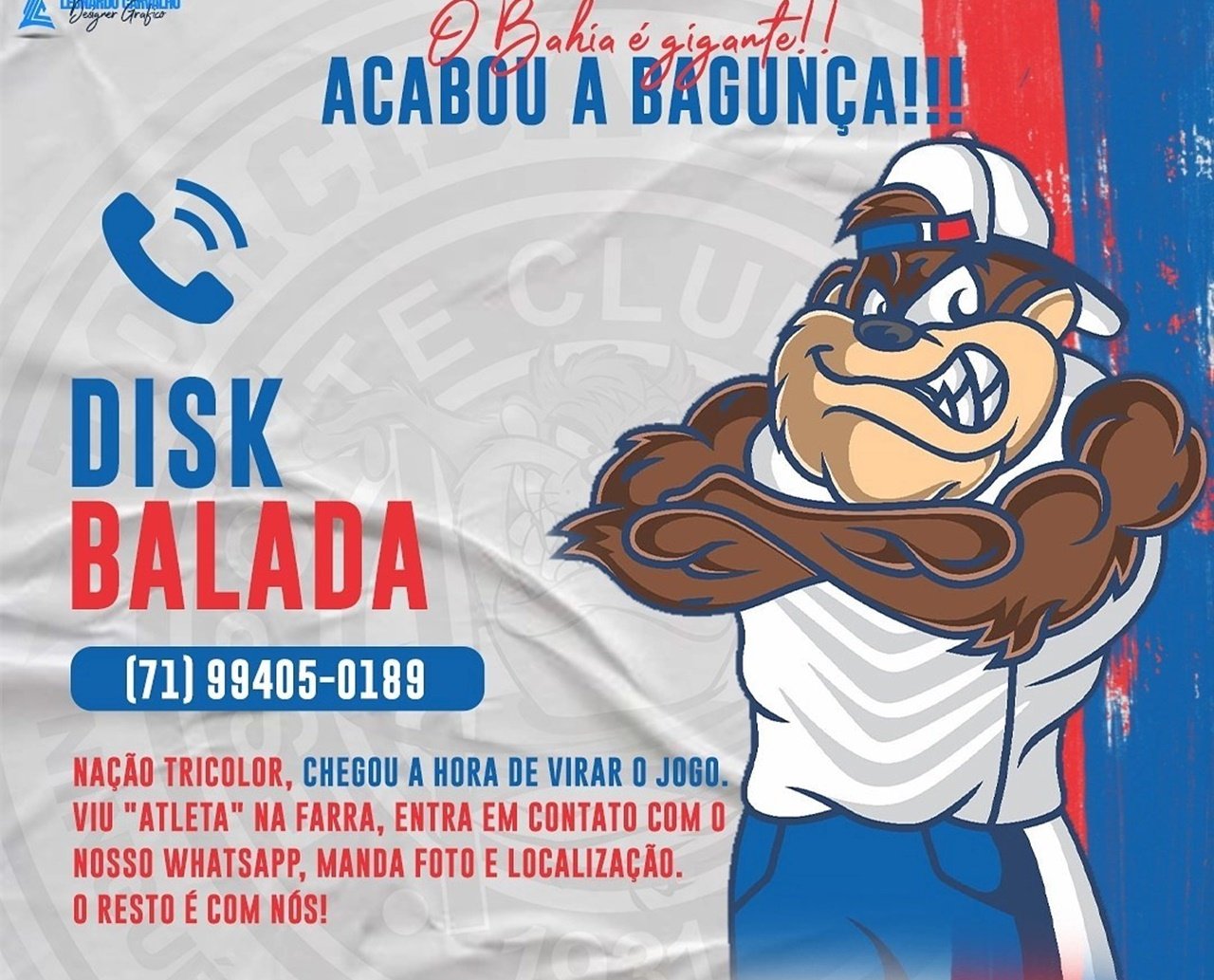 Torcida organizada do Bahia lança 'Disk Balada' para denunciar jogadores em festas