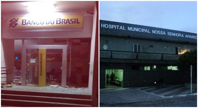 Bandidos explodem caixas eletrônicos e assaltam pacientes de Hospital em Governador Mangabeira