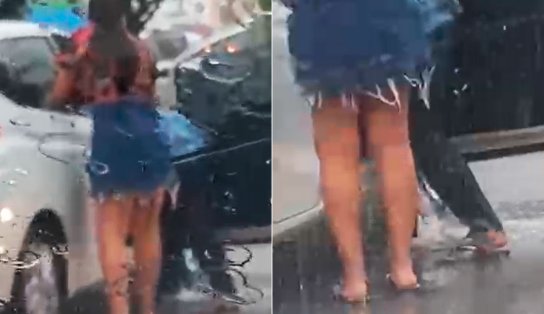 Vídeo: em dia de alagamentos, mulher se desespera ao ter carro inundado em bairro de luxo de Salvador; assista 