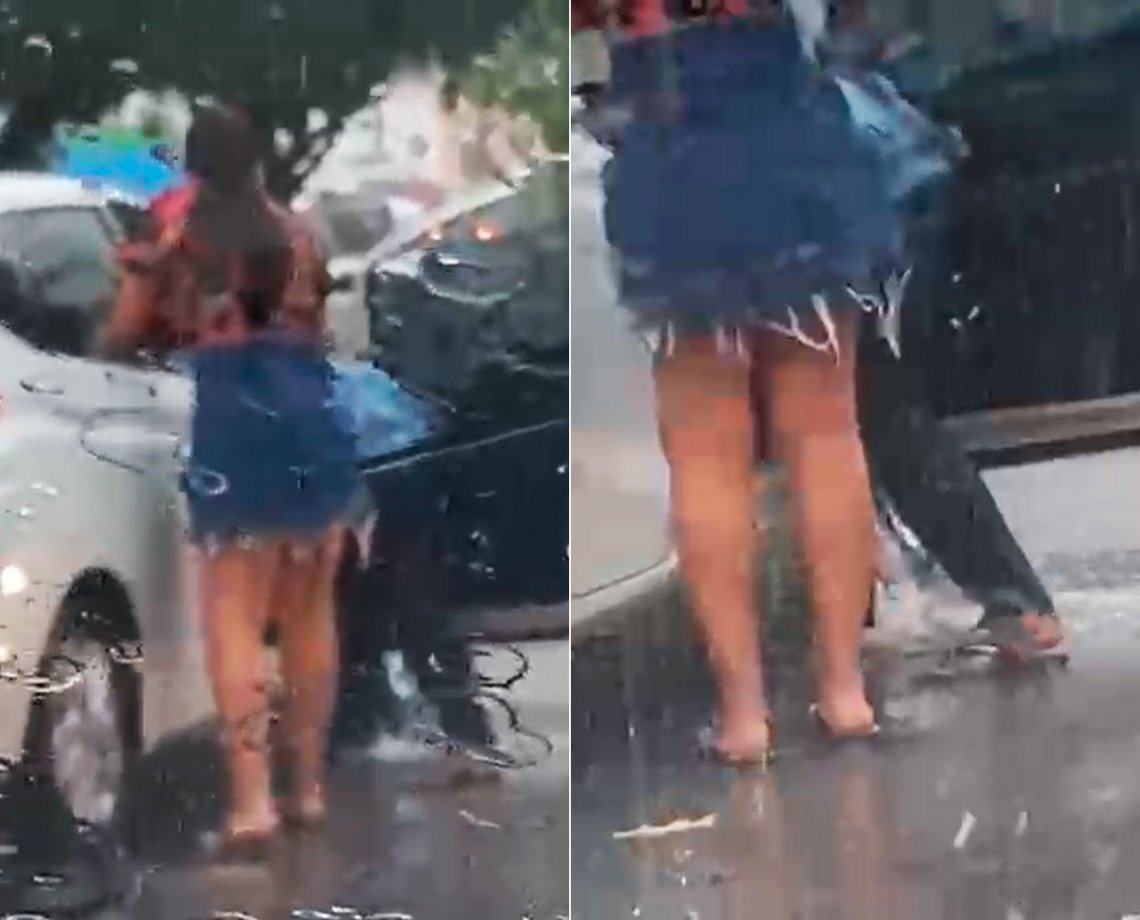 Vídeo: em dia de alagamentos, mulher se desespera ao ter carro inundado em bairro de luxo de Salvador; assista