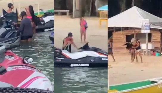 Confusão do Jet Ski: veja o vídeo completo da agressão a mulher na praia de Aratu que viralizou nas redes sociais