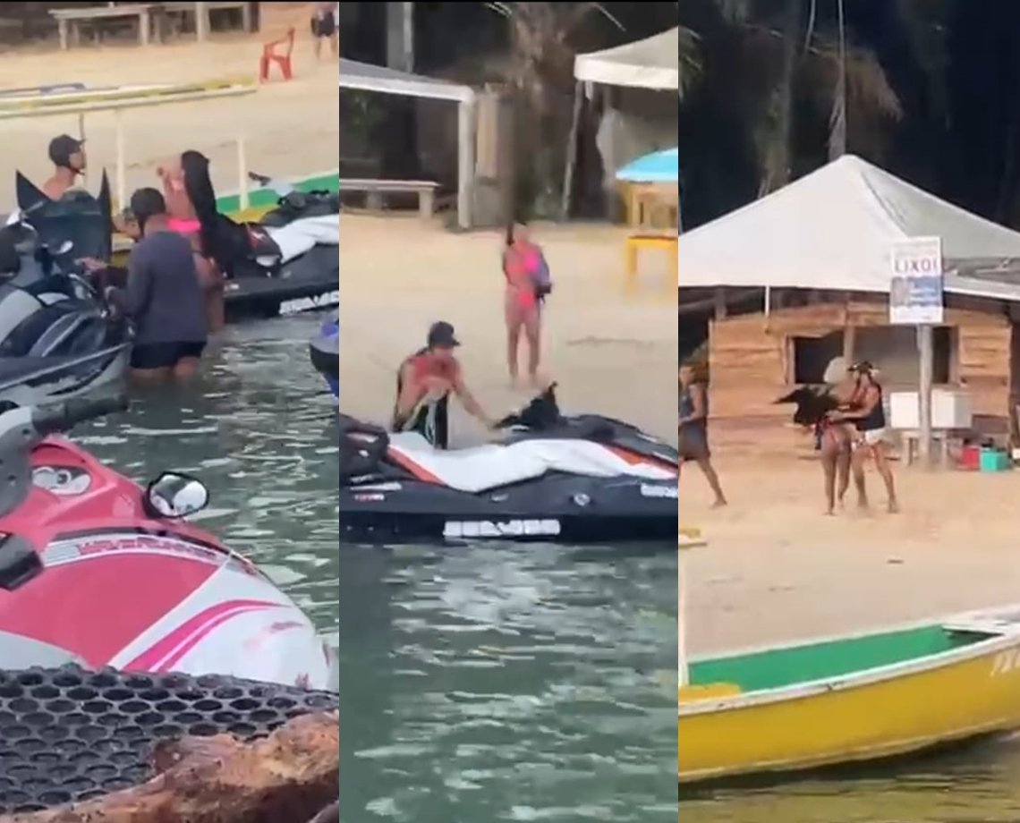 Confusão do Jet Ski: veja o vídeo completo da agressão a mulher na praia de Aratu que viralizou nas redes sociais