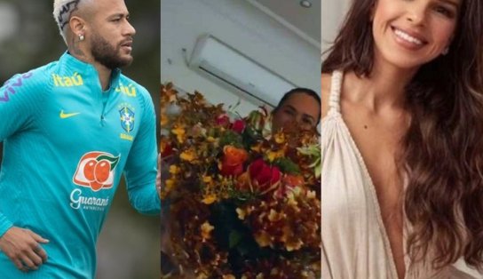 Neymar e Mariana Rios trocaram beijos em bar e atriz acordou com buquê de jogador, diz site