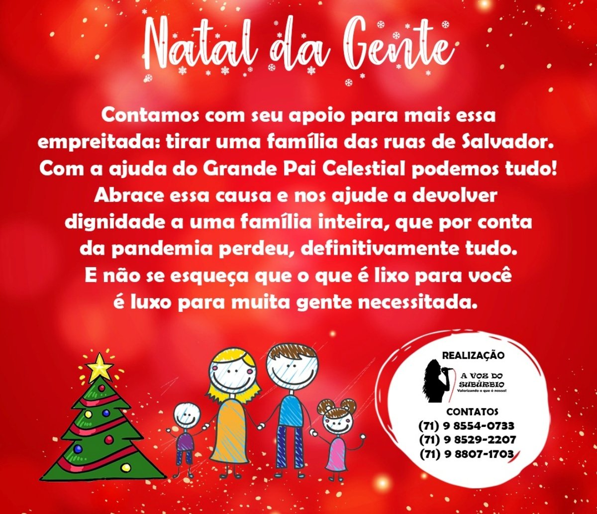 "Natal da Gente 2021" deseja abrigar uma família de Salvador por até um ano; entenda