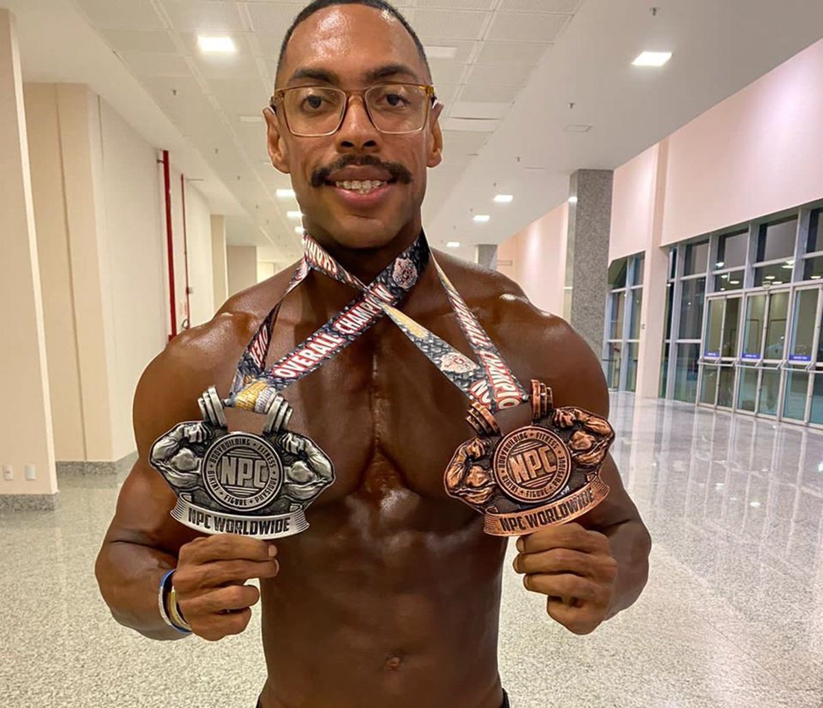 Conheça o PM baiano que perdeu 20 quilos e garantiu duas medalhas em campeonato de fisiculturismo 