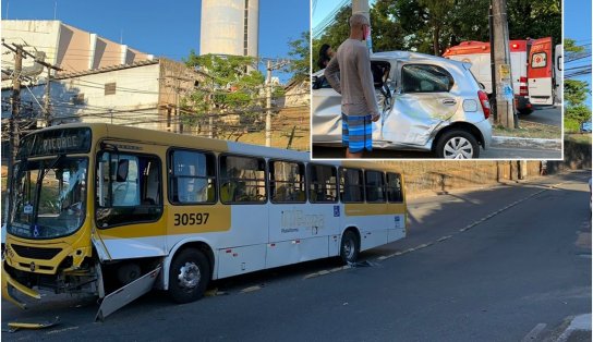 Idoso de 85 anos fica ferido após acidente envolvendo ônibus na Avenida Cardeal da Silva; veja vídeo