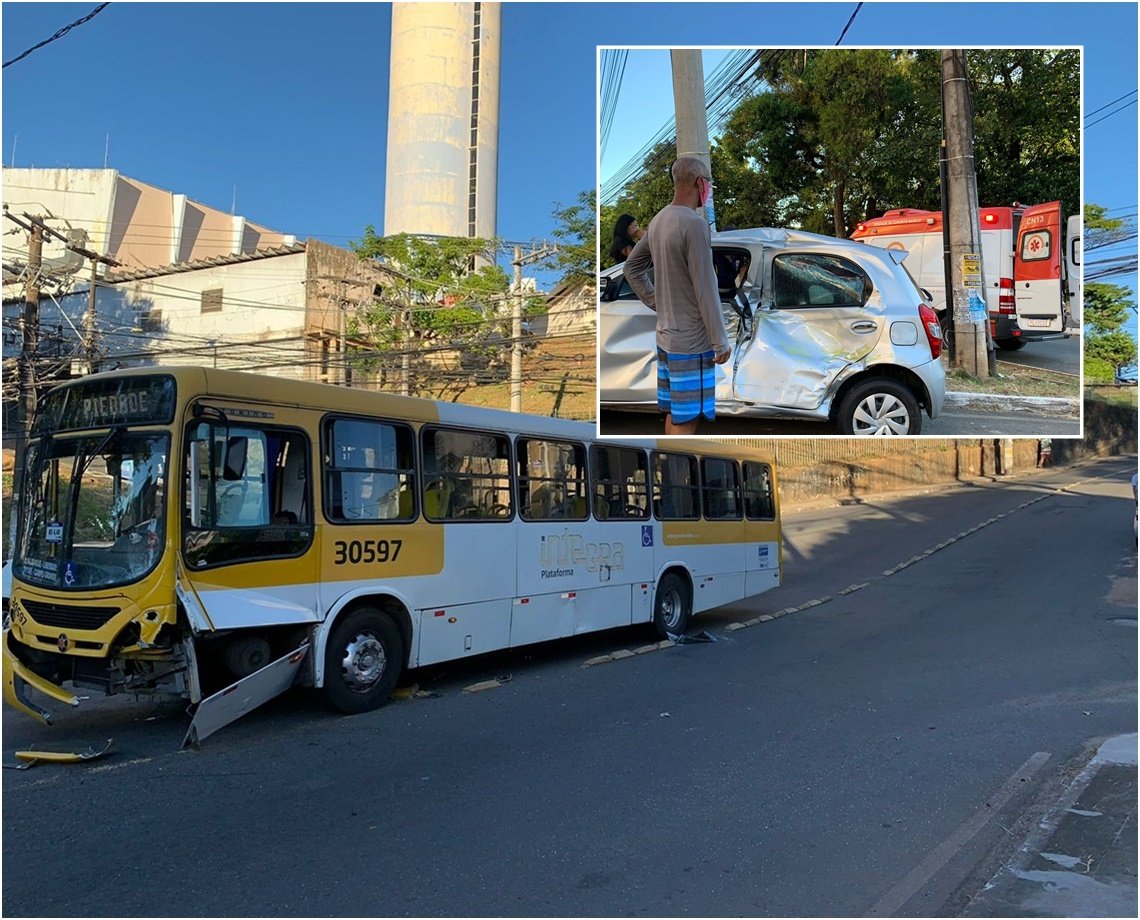 Idoso de 85 anos fica ferido após acidente envolvendo ônibus na Avenida Cardeal da Silva; veja vídeo