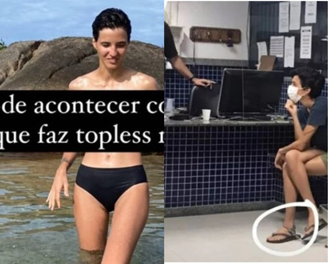 Ex de Camila Pitanga é algemada por fazer topless em praia; "é possível estar bem nesse país?"