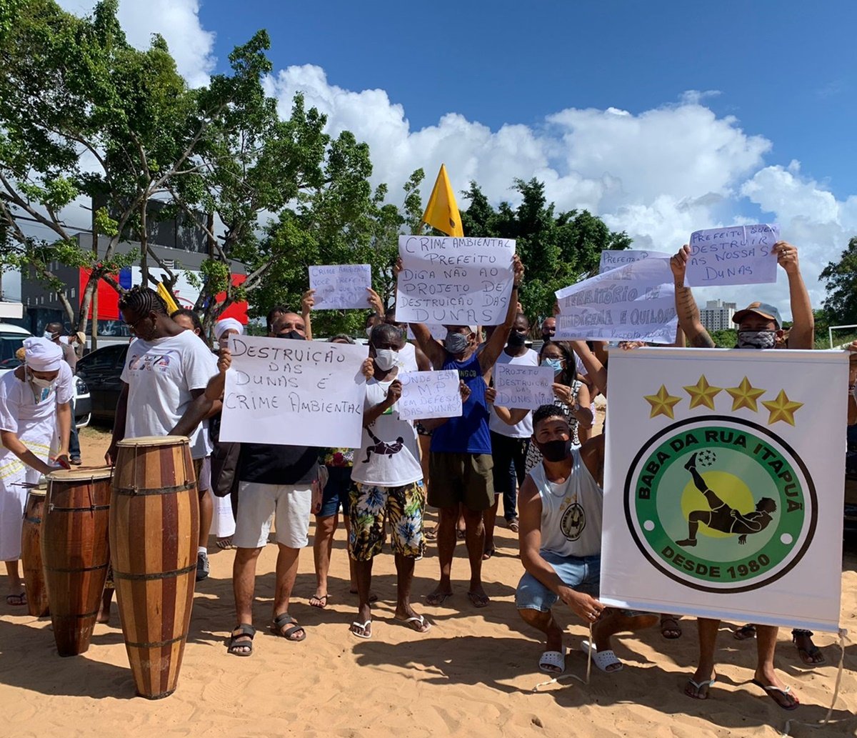 Ao anunciar obras nas dunas de Itapuã, Bruno Reis é recebido com protestos por indígenas e adeptos ao candomblé 