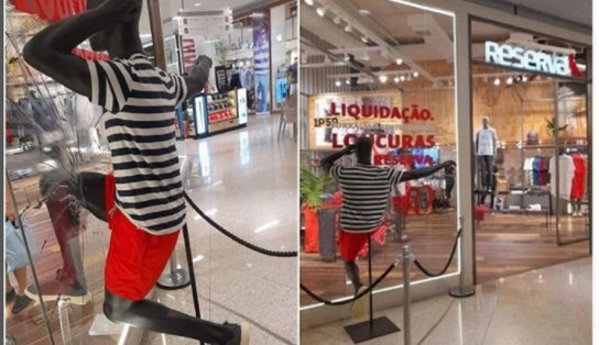 Após repercussão negativa, marca de roupas retira manequim preto quebrando loja em shopping de Salvador