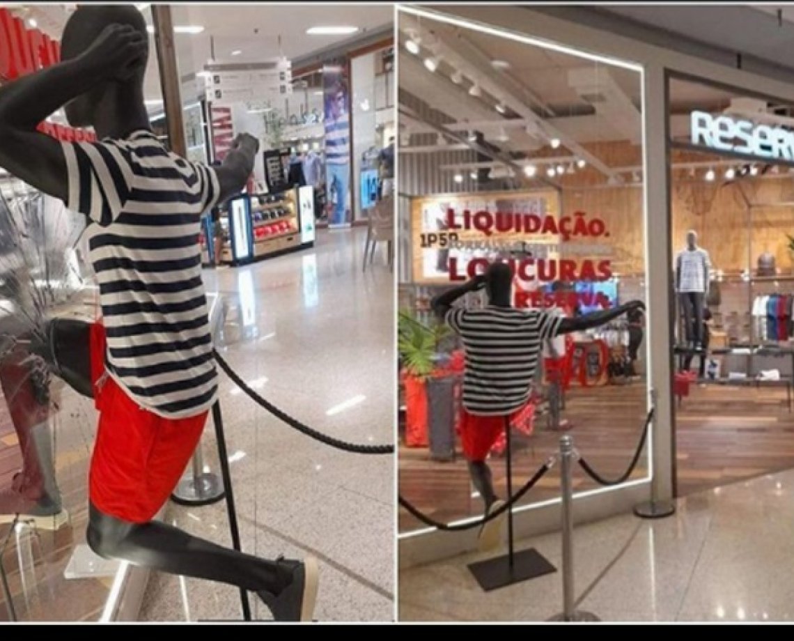 Após repercussão negativa, marca de roupas retira manequim preto quebrando loja em shopping de Salvador