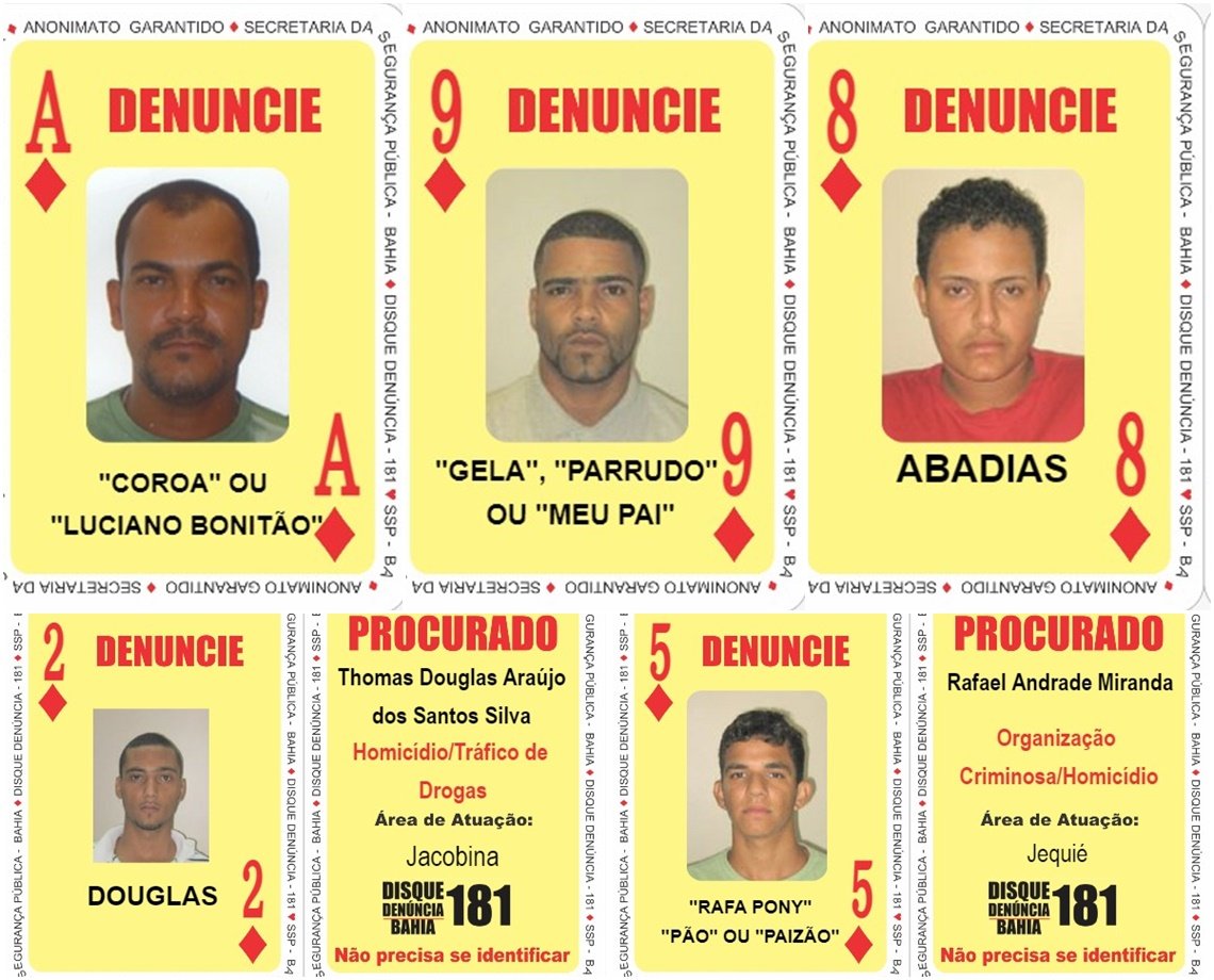 Envolvidos com tráfico de drogas e homicídios são novas "cartas" no Baralho do Crime da SSP	