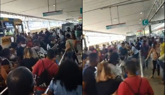 Vídeos mostram briga em fila de ônibus, confusão e gritaria na Estação Pirajá; assista