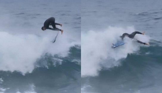 Nordestino medalha de ouro no surf, Italo Ferreira cai durante manobra e quebra nariz e prancha; assista