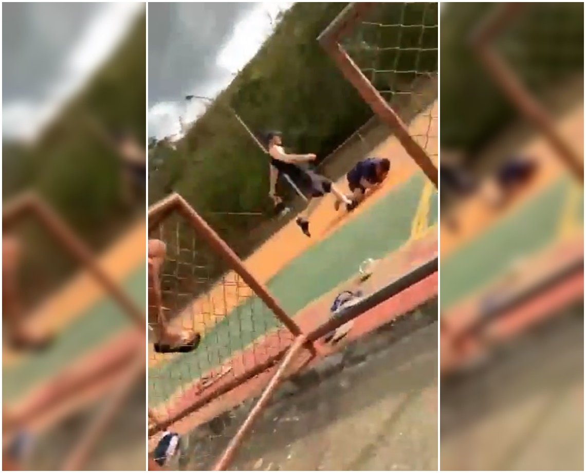 Por conta de assobios, homem invade quadra de esportes e espanca jovem de 14 anos