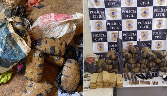 Polícia encontra 40 kg de maconha, cocaína e armas enterradas numa piscina em construção 