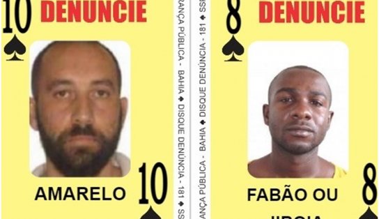 Traficantes "Amarelo" e "Jibóia" são os novos integrantes do Baralho do Crime da SSP-BA; confira 