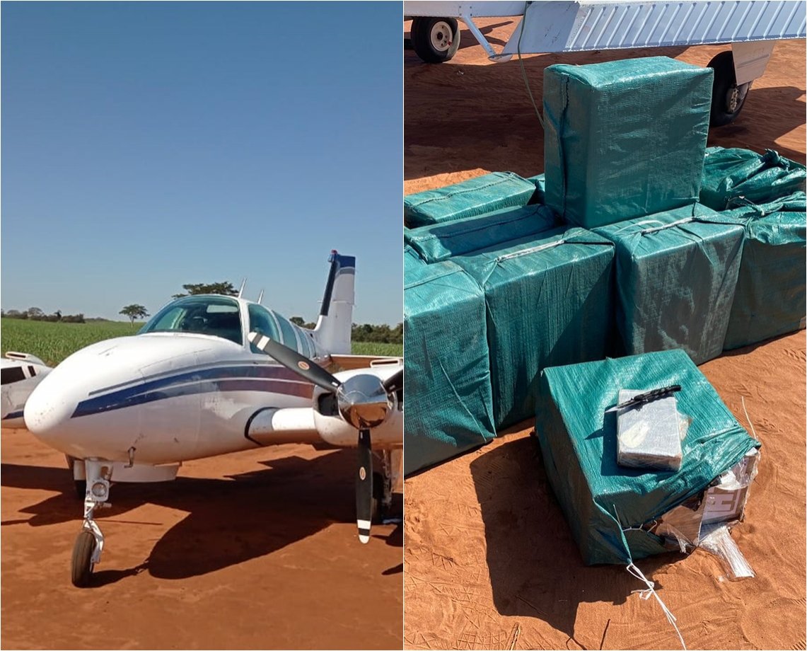 Aeronave interceptada pela Força Aérea é encontrada com 500 kg de cocaína