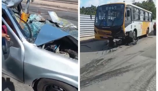 Acidente deixa ao menos dois feridos na região da Estrada Velha do Aeroporto; veículos colidiram de frente