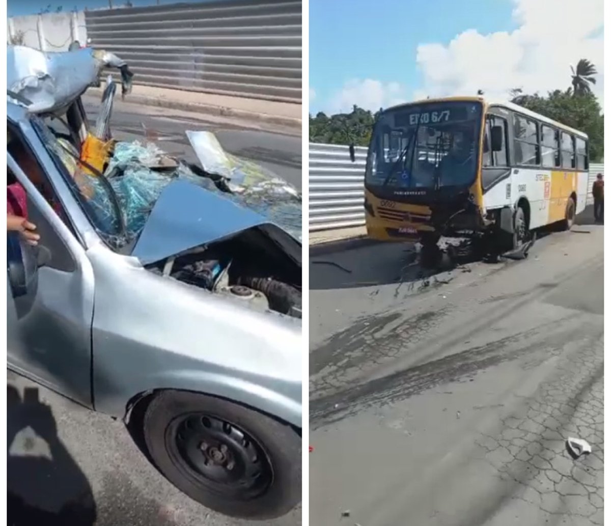 Acidente deixa ao menos dois feridos na região da Estrada Velha do Aeroporto; veículos colidiram de frente