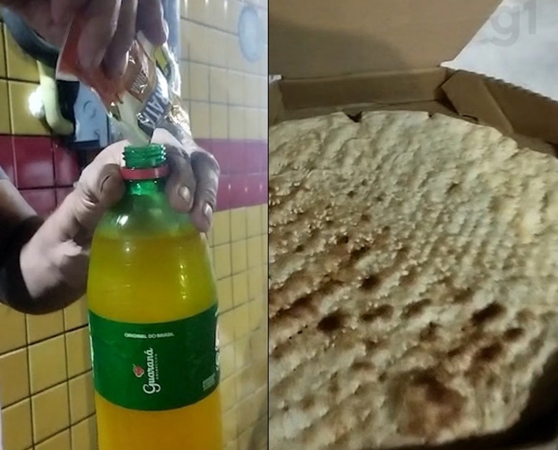 Após receber Pix falso, dono de pizzaria entrega pizza sem recheio, suco com sal e pinto de plástico para golpista