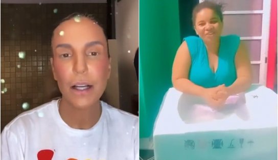 Ivete presenteia fã com máquina de lavar e ela agradece: "muito emocionada"; veja vídeo