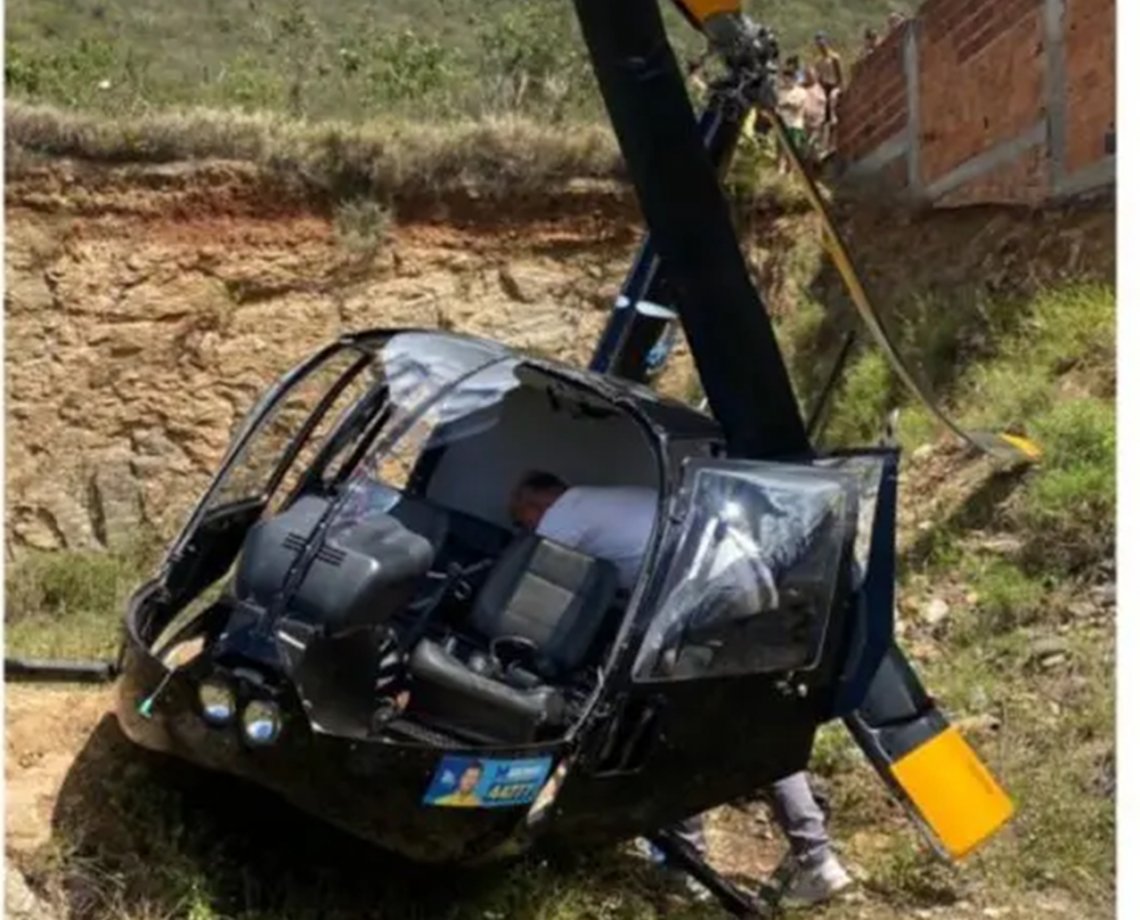 Deputado Jonga Bacelar e candidato à AL-BA Marcinho Oliveira sofrem acidente de helicóptero, mas passam bem