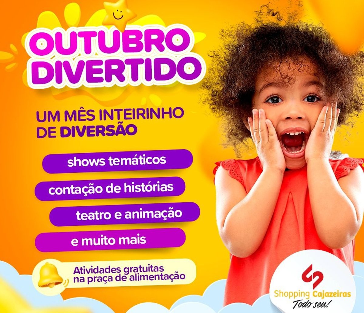 Em comemoração ao mês das crianças, Shopping Cajazeiras anuncia programação gratuita durante todos os sábados de outubro 