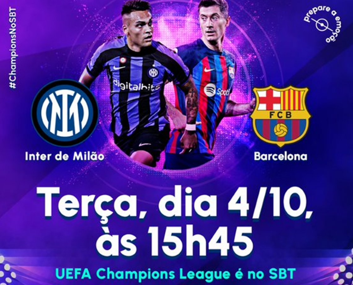 Barcelona e Inter de Milão se enfrentam com transmissão da SBT na terça-feira